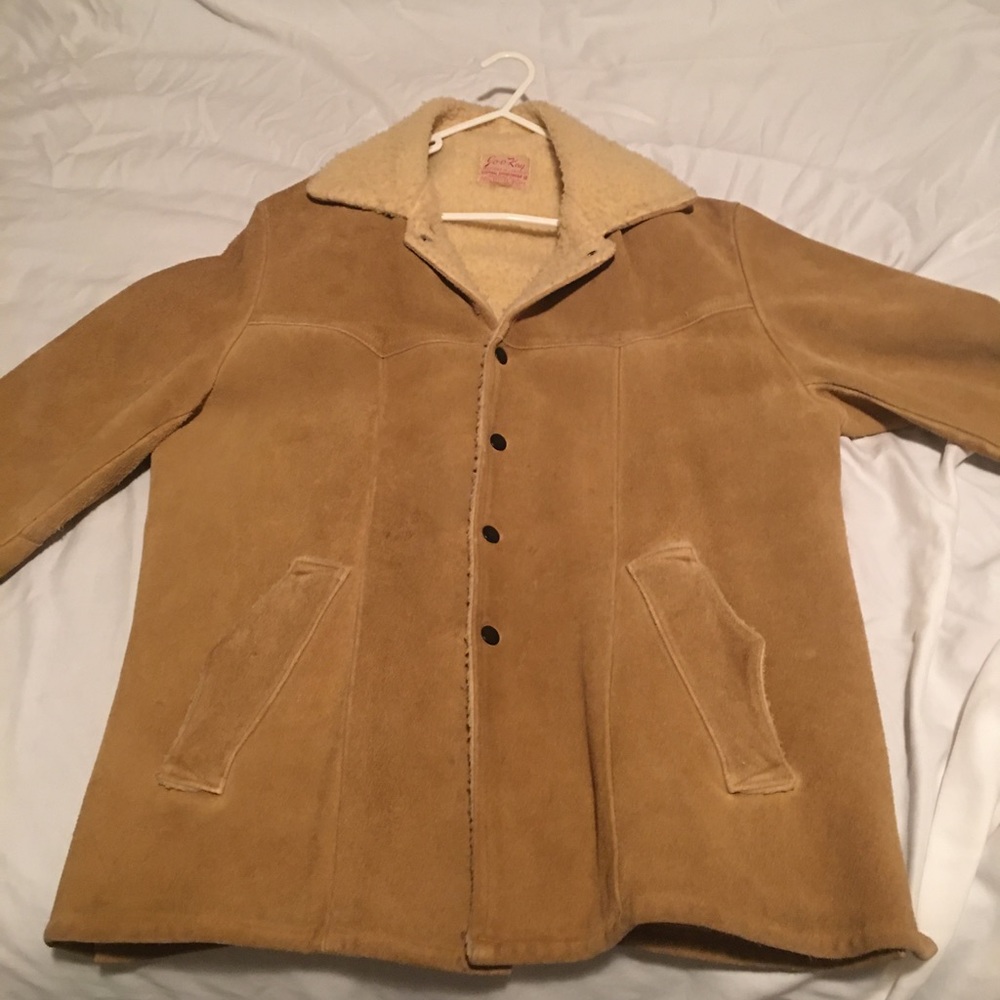 Mens vintage Jo O Kay leather fleece lined jacket
